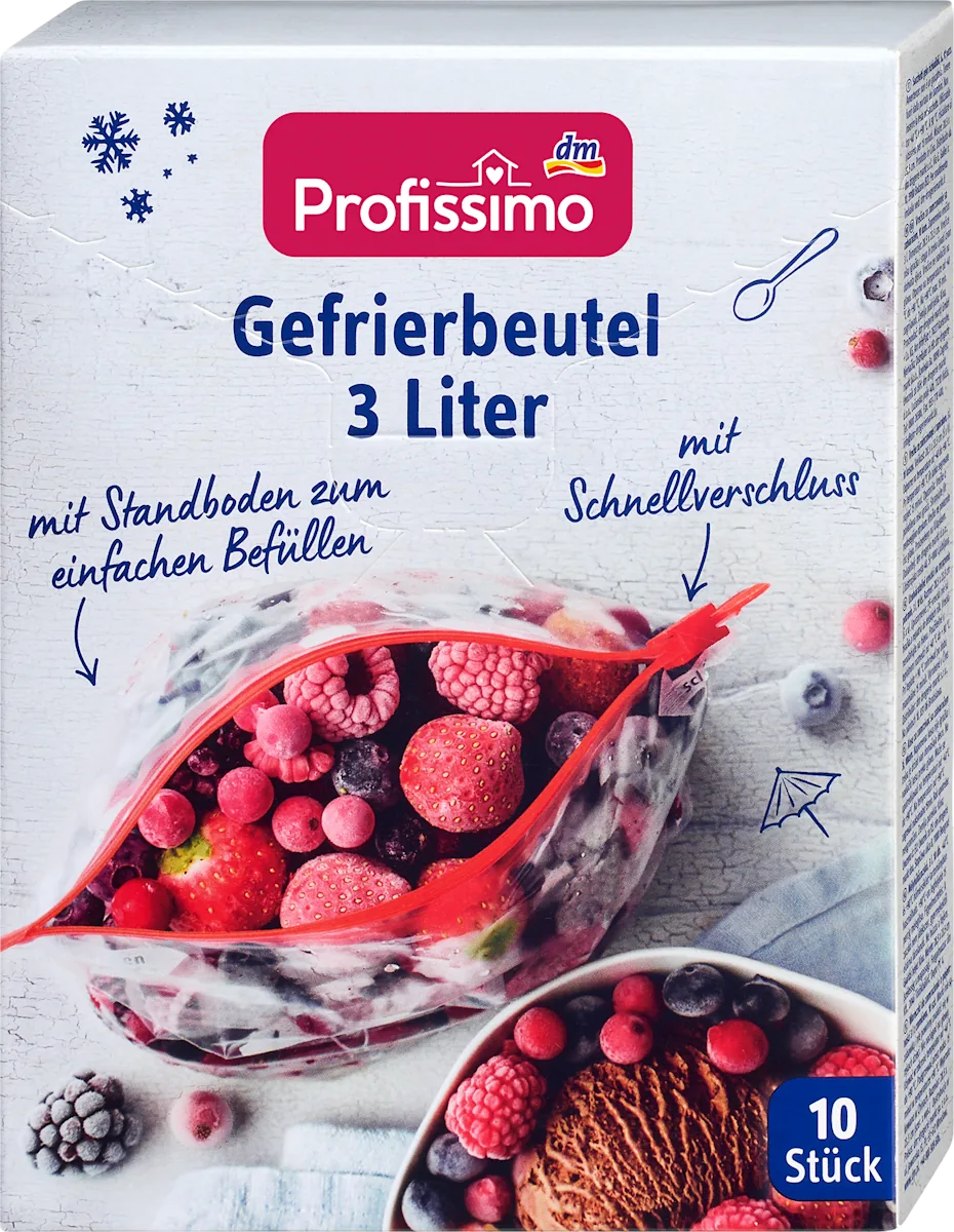 Freezer bag 3 l with quick release fastener, 10 l