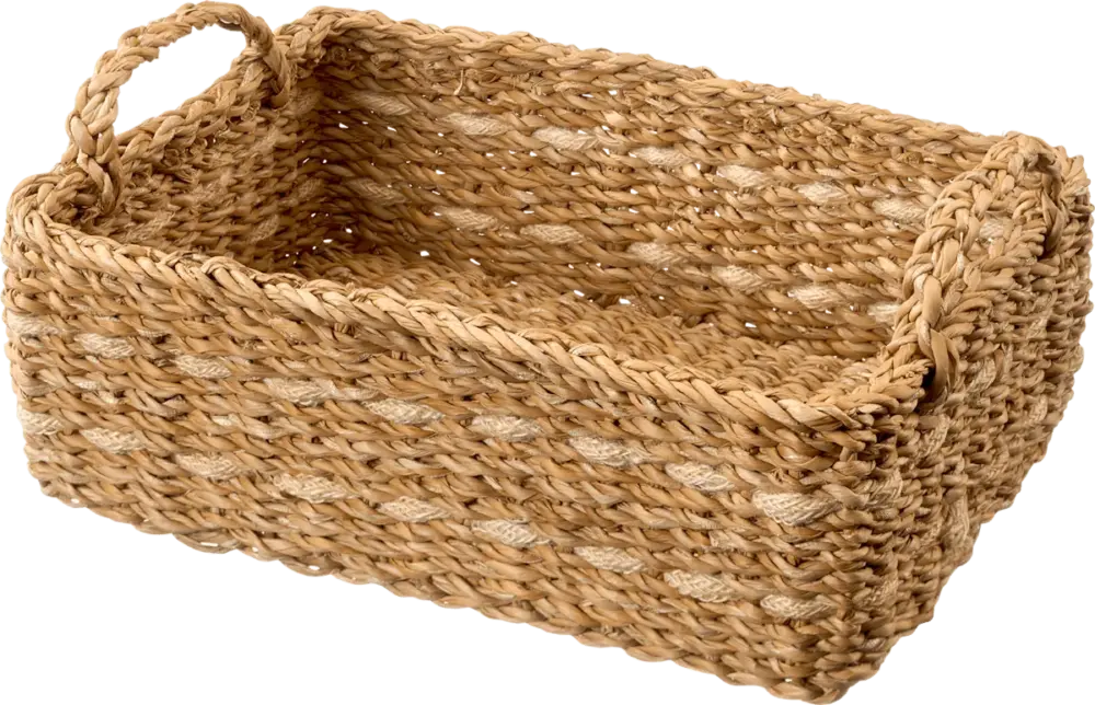 Eelgrass basket, rectangular, natural/offwhite (29x20x14 cm), 1 st
