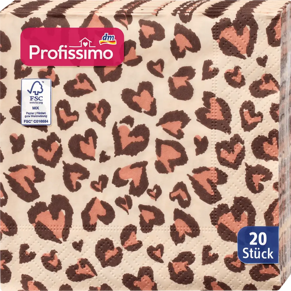 Serviette "Leo Heart" 25x25cm, 20 St