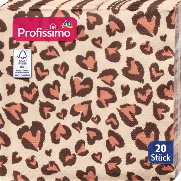 Serviette "Leo Heart" 25x25cm, 20 St