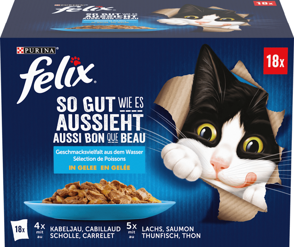 Wet food cat flavor variety from the water in jelly multipack (18x85 g), 1.53 kg