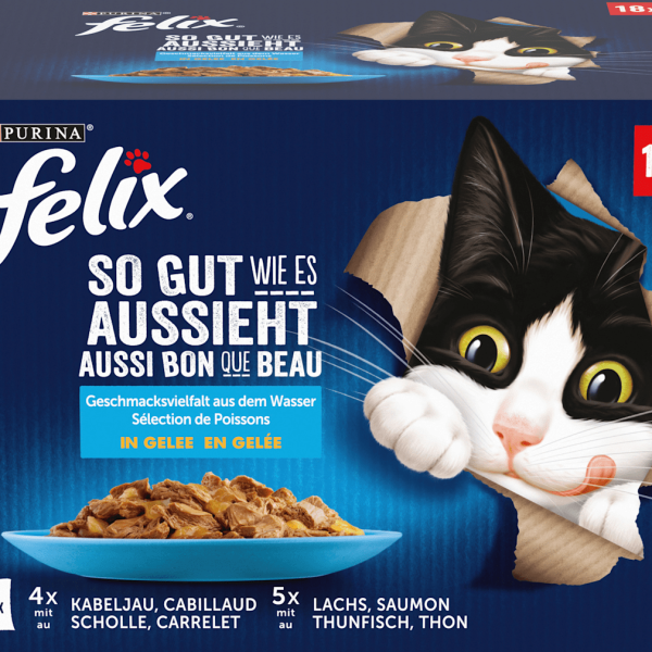 Wet food cat flavor variety from the water in jelly multipack (18x85 g), 1.53 kg