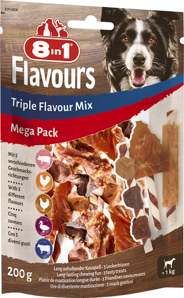 Kausnack dog triple flavour mix, Mega Pack, 200 g