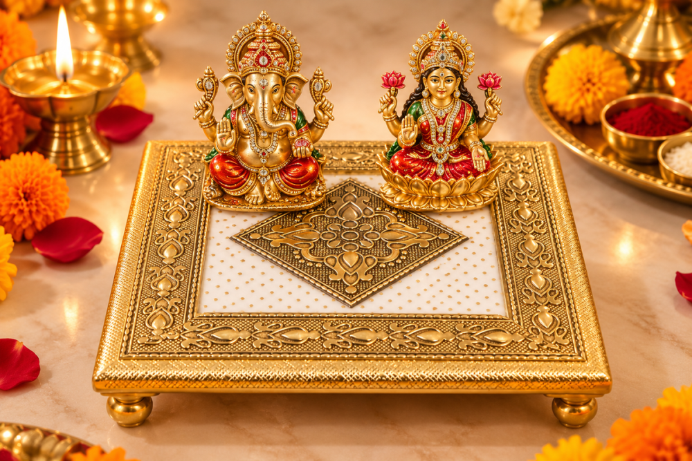 Gold-Tone Decorative Puja choki /platform