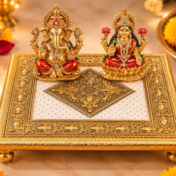 Gold-Tone Decorative Puja choki /platform