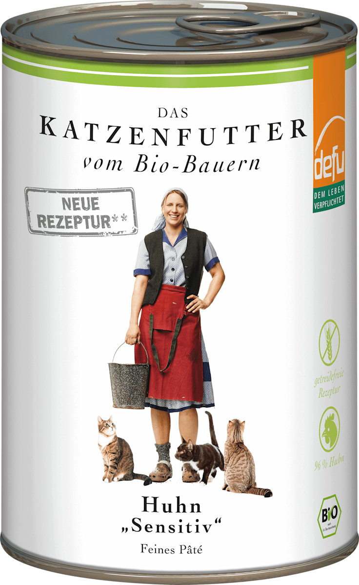 Wet food cat sensitive with organic chicken, 410 g