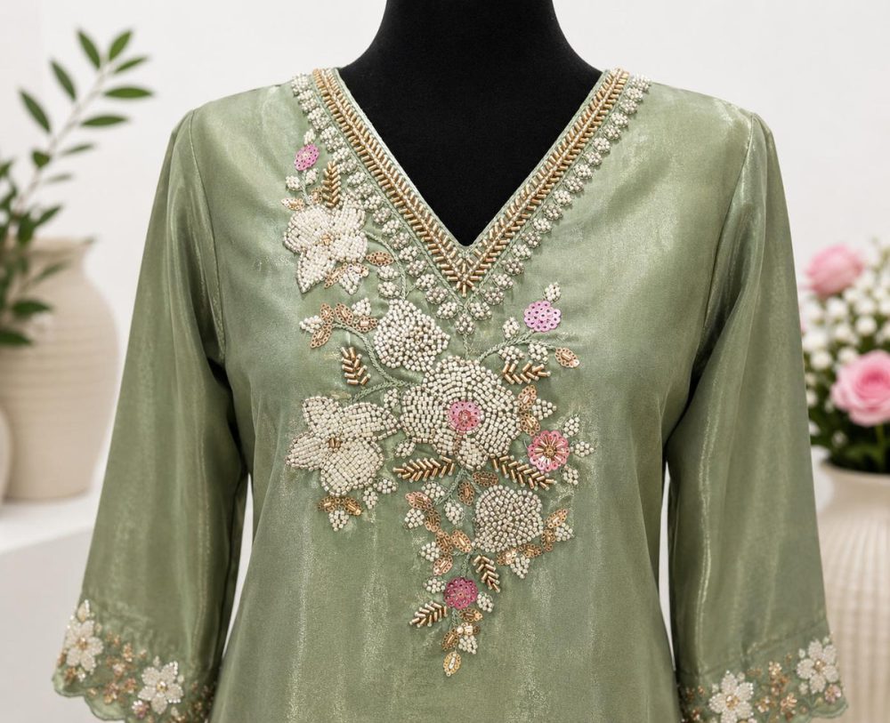 Sage Green Embroidered Co-ord Set