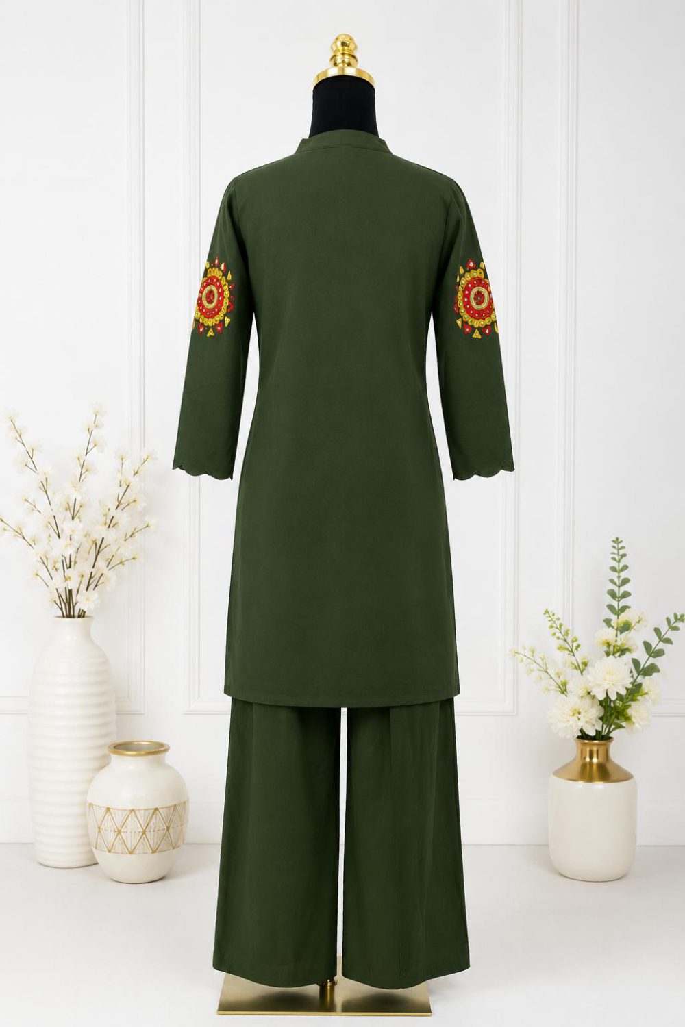Olive Green Embroidered Co-ord Set