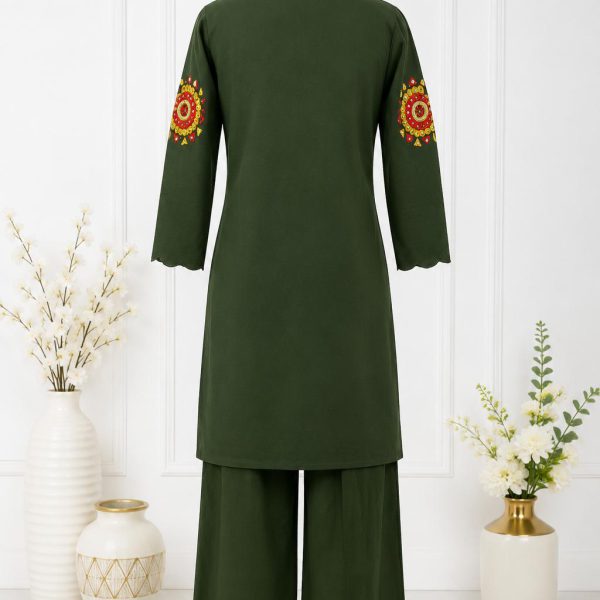 Olive Green Embroidered Co-ord Set