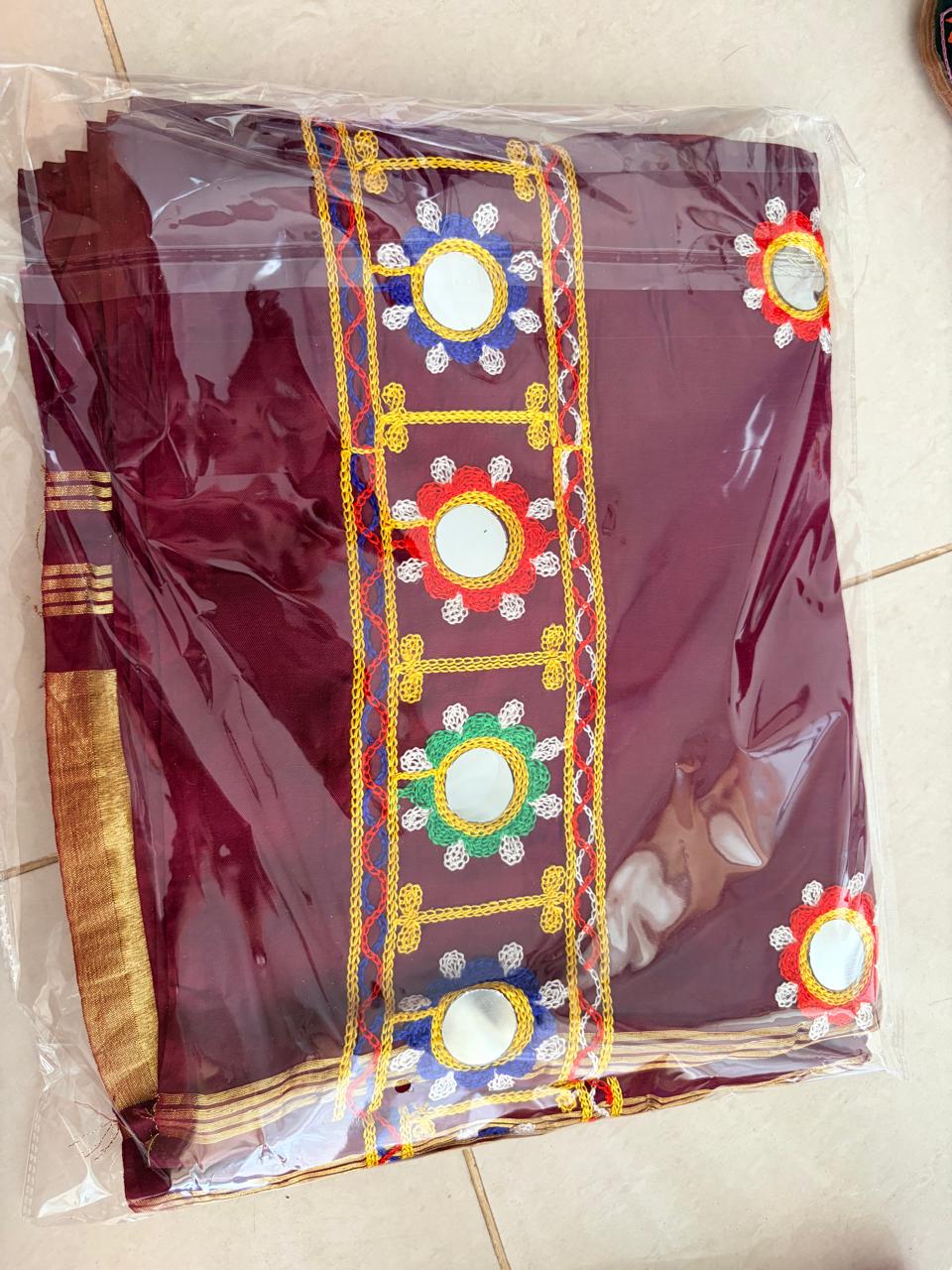 Navratri Mirror Work Dupatta wine