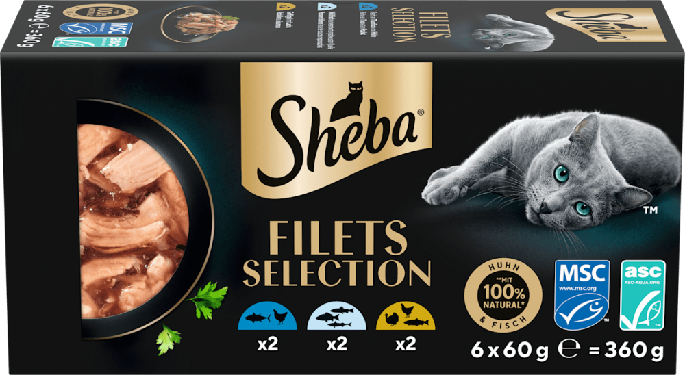 Wet food cat fillets with poultry & fish, multipack (6x60 g), 360 g