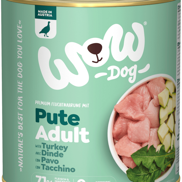 Wet food dog with turkey, zucchini & dandelion, adult, 800 g