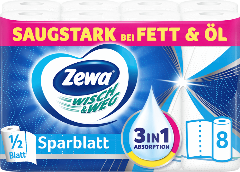 Kitchen roll Wisch&Weg Sparblatt (8x74 sheet), 8 St